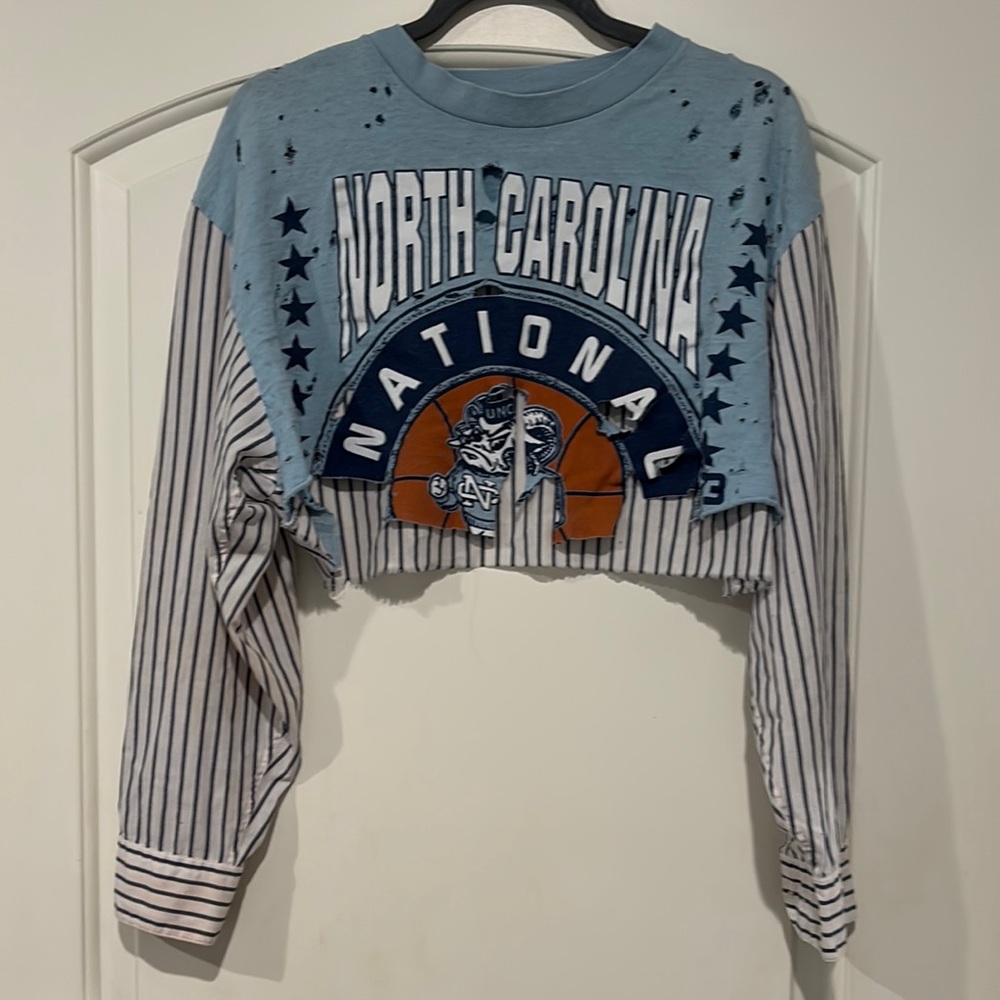 LF Blue and White Striped Crop Top